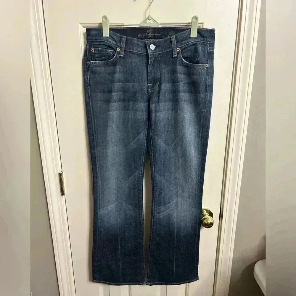 Seven 7 FOR ALL MANKIND Dark Wash Flared Trouser Jeans‎ SIZE 28 Flip Flop